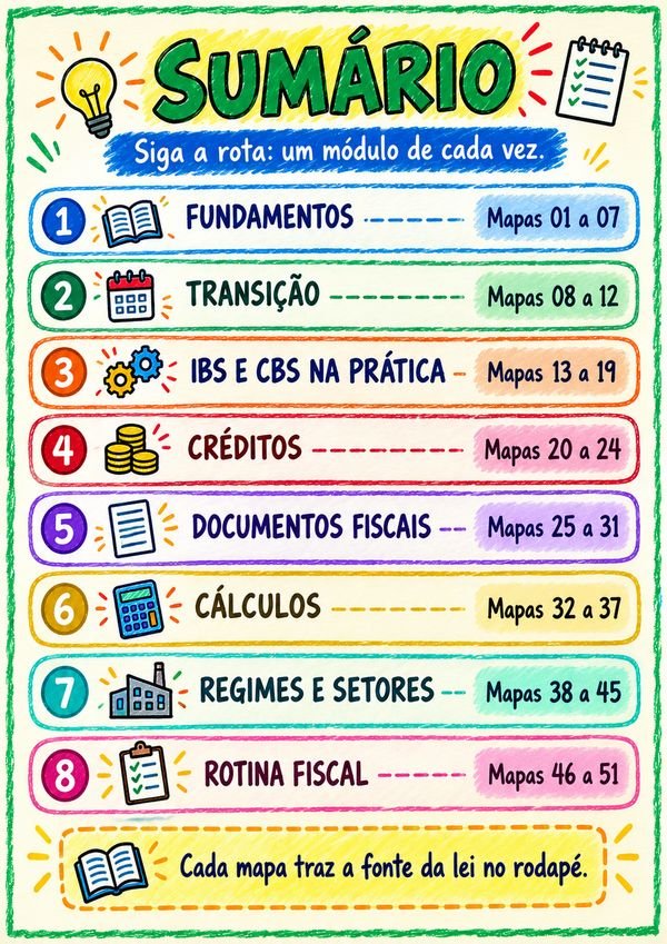 Sumário com os 8 módulos